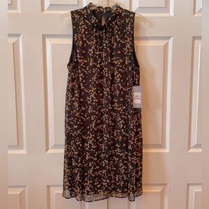 Floral Sleeveless Dress - Black and Tan Size 12 NWT